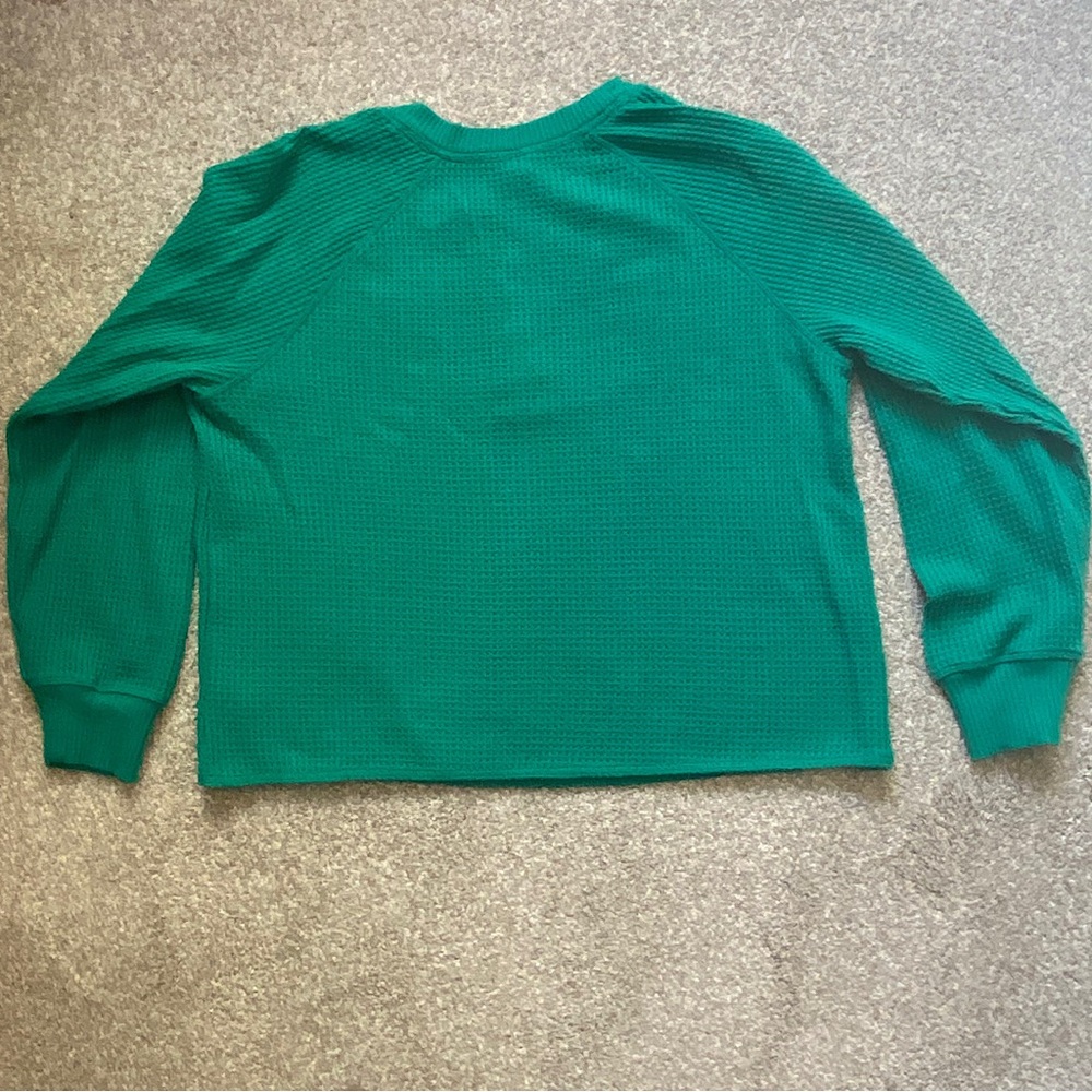 🎉OLD NAVY Waffle Weave LS Henley Top, Women’s Size Med, Kelly Green - Picture 3 of 3